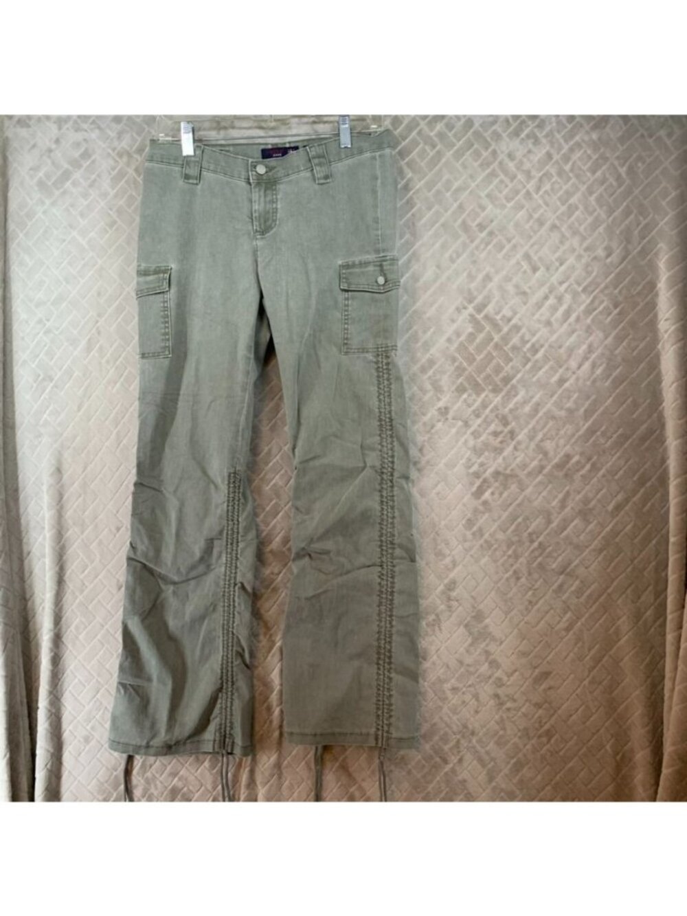 Vigoss Jeans Womens 7 Sage Green Low Rise Adjustable Drawstring Hem Y2K Vintage